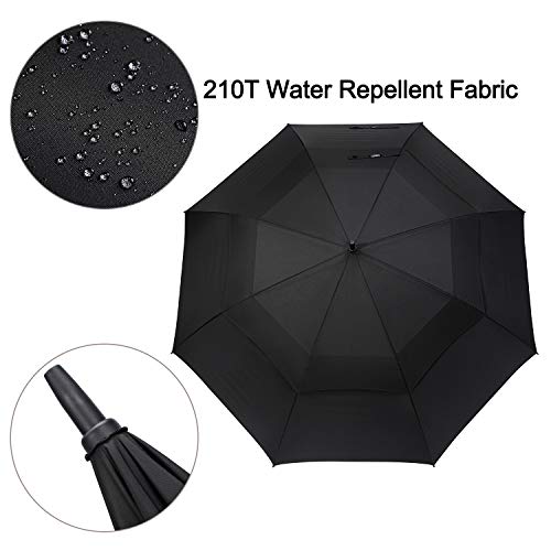 G4Free 72 Inch Automatic Open Golf Umbrella Extra Large Oversize Double Canopy Vented Windproof Waterproof Stick Umbrellas (Carbon black)