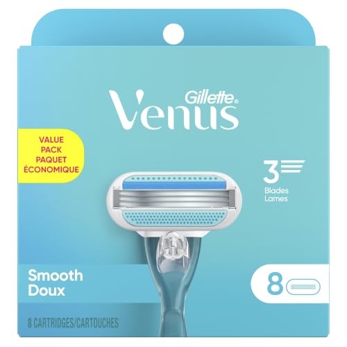 Gillette Venus Smooth Razor Blade Refills 8 Count — Lubricated Protect Skin