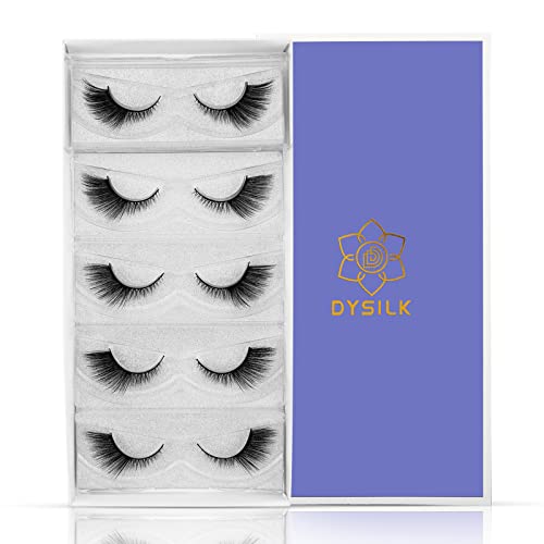 DYSILK Fake Eyelashes Faux Mink Lashes Natural Looking False Eyelashes 5 Pairs Pack
