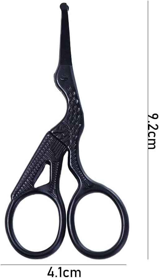 Silver Cranes Shaped Stainless Steel Nose Hair Clippers, Eyebrows and Nose Hair, Round Head Scissors Manual Nose Hair Trimmers, Eyelashes Professionals Facial Nose Hair Trimmers Scissors