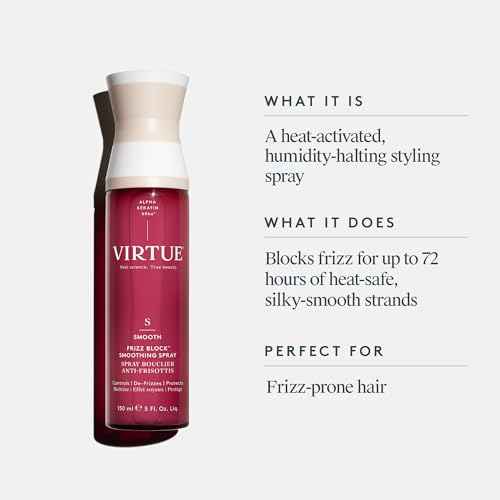VIRTUE Frizz Block Smoothing Spray, Frizz Control Hair Treatment, Protects from Heat and Humidity, Color Safe, 5 Fl Oz