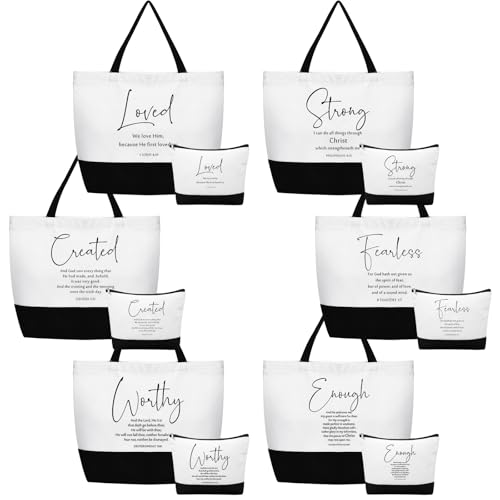 Abbylike Christian Gift Bags Easter Bible Verse Tote Bag Religious Cosmetic Makeup Bag Inspirational Gifts for Women Mothers