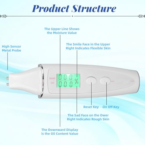 Smart Skin Analyzer Pen - Hydration & Oil Tester