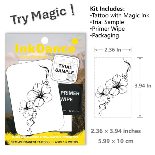 InkDance Hibiscus Temporary Tattoo - 1-2 Week Waterproof