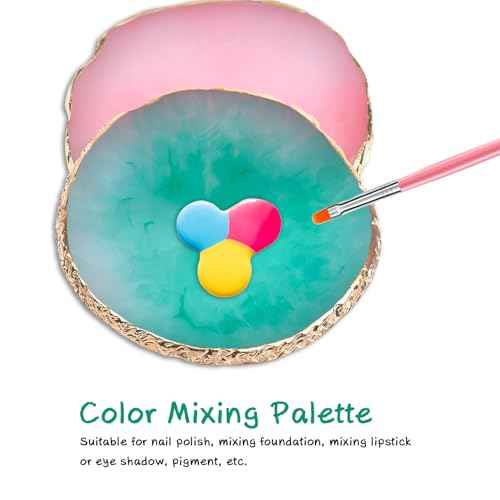 2 Pcs Nail Polish palettes Resin Nail Art Palette Golden Edge Gel Nail Polish Holder Nail Tray,Makeup Display Board Cosmetic Mixing Tools