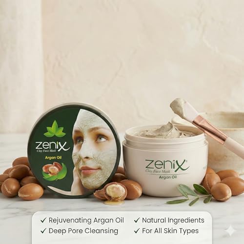 CLAY FACE MASK DEEP CLEANSING ARGAN MUD MIRACLE SKIN SMOOTHING ACNE SPOT REMOVAL CURE 400ML by Black & Red
