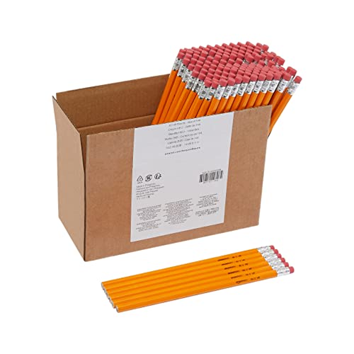 Amazon Basics Woodcased #2 Pencils, Pre-sharpened, HB Lead Bulk Box, 150 Count, Yellow