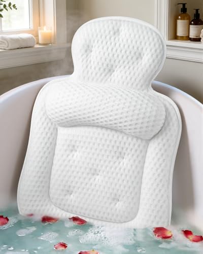 Bath Pillow for Tub with 54 Suction Cups & 3D Mesh