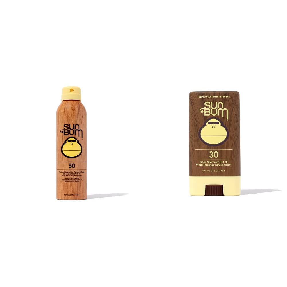 Sun Bum Original SPF 50 Sunscreen Spray + SPF 30 Sunscreen Face Stick Bundle | Vegan and Reef Friendly