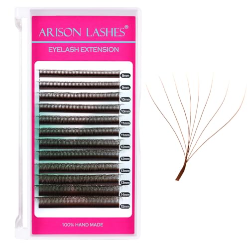 8D W Shape Premade Eyelash Extension Fans - Brown 0.07 Curl
