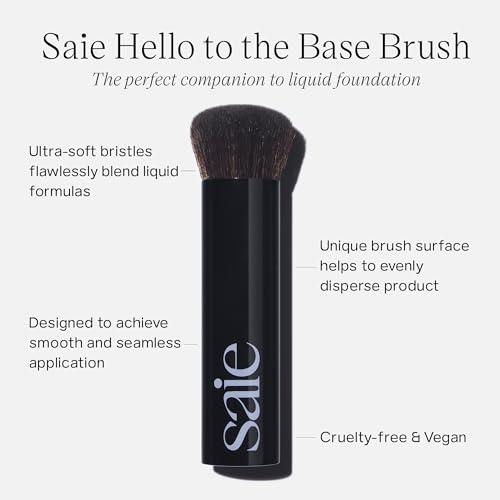Saie The Base Foundation Brush for Liquid Makeup - Ultra-Soft Makeup Brush with Cruelty-Free, Synthetic Bristles - Designed for Foundation, Skin Tints & Cream Bronzers (1 Count)