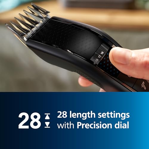 Norelco Philips Hair Clipper 7000 Series, Hair and Beard Trimmer, Precision Dial, PowerAdapt Sensor, Trim-and-Flow, DualCut, DuraPower, 28 Length Settings, 90 Min. Runtime, Model HC7650/40