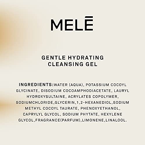 MELE Cleansing Gel For Fresh, Clear Skin Gentle Hydrating Cleanser With Glycerin, Antimicrobial, 5 Oz