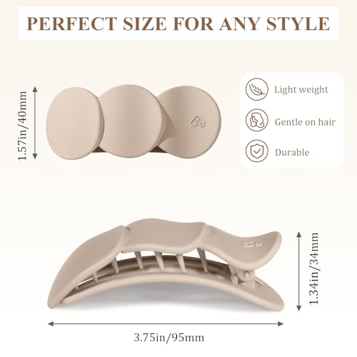 Amlaidu Medium Flat Hair Clips - Strong Hold Claw Clips for All Hair Types, 4pc Set