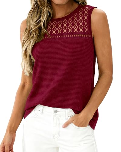 BTFBM Women's Sleeveless Waffle Knit Tank Top