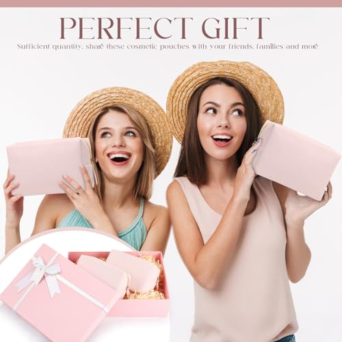 Kigeli 20 Pcs Small Makeup Bag Bulk PU Leather Cosmetic Bags with Zipper Preppy Makeup Pouch Toiletry Bag for Women Wedding Bachelorette Party Gift Travel Storage Organizer(Light Pink)