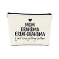 Mothers Day Gifts for Grandma Great Grandmother Gifts Small Makeup Bag,Mom Grandma It Just Keeps Getting Better Cosmetic Bag,Birthday Christmas Makeup Bag Organizer Gifts for Women