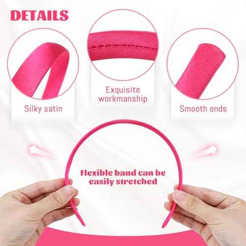 Cinaci 24 Pieces Candy Color Width 1.5cm/0.6" Plastic Headbands Satin Wrapped Blank Plain DIY Craft Project Headbands for Women Girls Teens Kids Hair Accessories