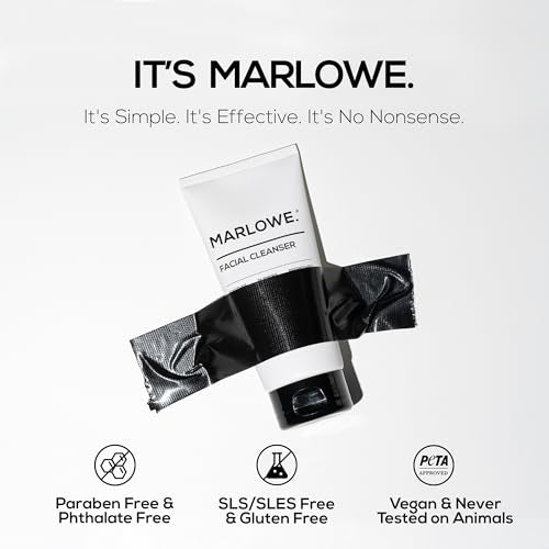 MARLOWE. No. 121 Facial Cleanser 6 oz, Daily Mens Face Wash with Natural Extracts & Antioxidants, Soothes, Purifies, Refreshes, Thick Lather, Fresh Woodsy Scent