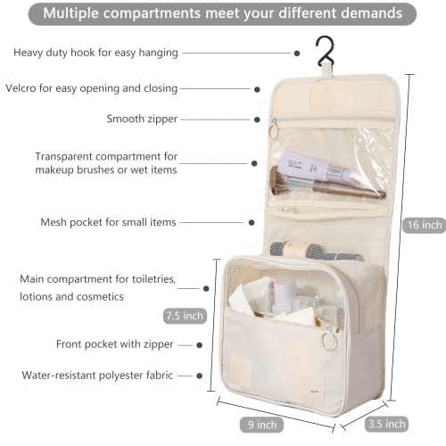 Hanging Travel Toiletry Bag for Women, Water-Resistant Makeup Organizer