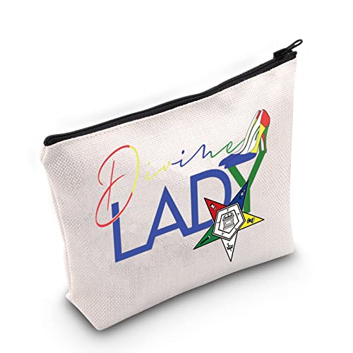 LEVLO OES Eastern Star Cosmetic Make Up Bag OES Sorority Sisters Gift Idea Divine Lady Makeup Zipper Pouch Bag(Divine Lady)