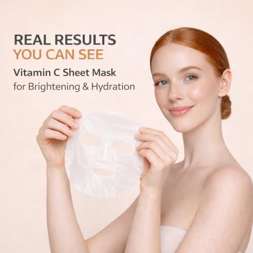 ELT Mega Vitamin C Sheet Mask 10Pack - Brightening, Hydrating, Wrinkle care - Korean Face Mask with Niacinamide, Vitamin C & Hyaluronic Acid - Vegan Skincare Made in Korea (25g/0.88 oz each)