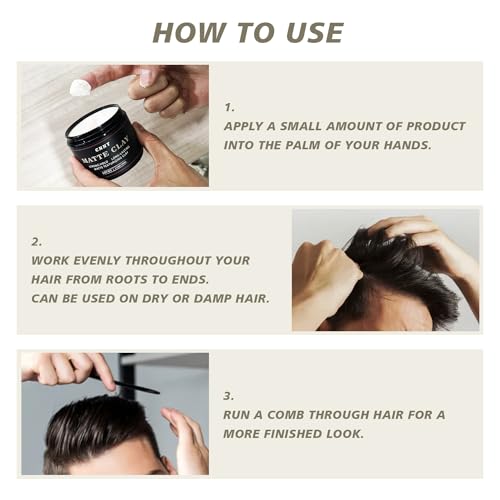 Men's Matte Hair Clay – Firm Hold, Natural Finish, 3.53 oz