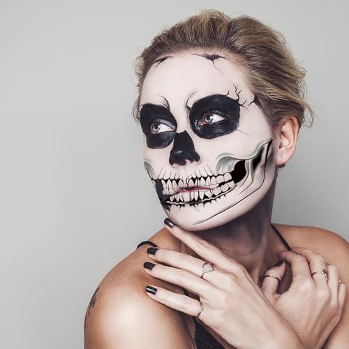 Halloween Skeleton Face Tattoo Stickers - Zombie Makeup Kit
