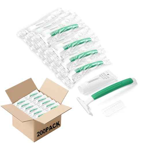Disposable Razors in Bulk,Green Razors Individually Wrapped Bulk,Twin Blade Razors with Clear Safety Cap and Shaving Cream, Razors For Homeless, Hotel,Air Bnb,Shelter/Homeless/Travel (200)
