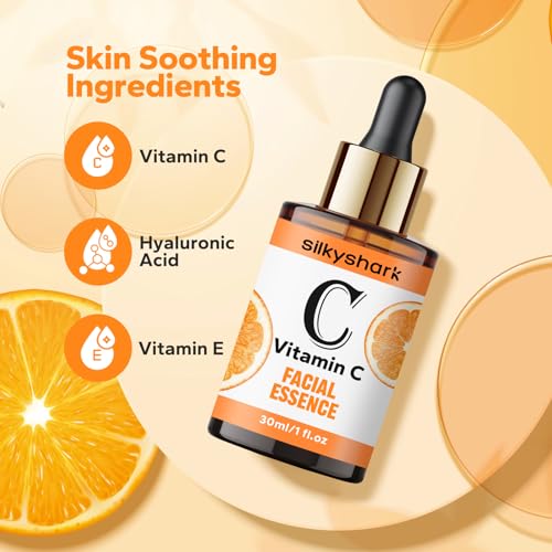 Vitamin C Serum (1 Fl, Oz), Antiaging Facial Essence & Eye Serum with Vitamin C, Hyaluronic Acid, Vitamin E Serums, Radiance Serums, Boosts Skin Collagen