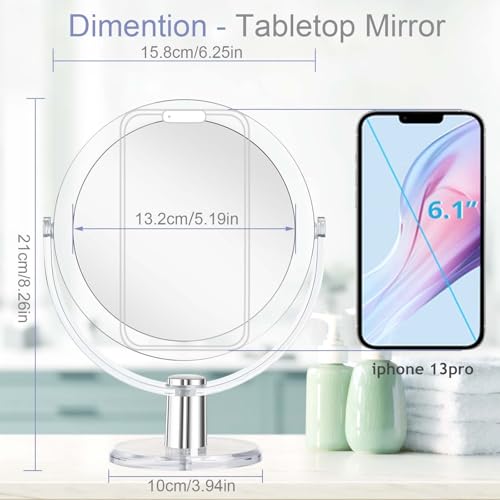 Double Sided Makeup Mirror with 1X/15X Magnification