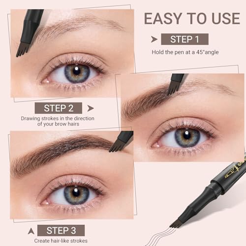 4-Tip Microblading Eyebrow Pen, Waterproof Brow Pencil