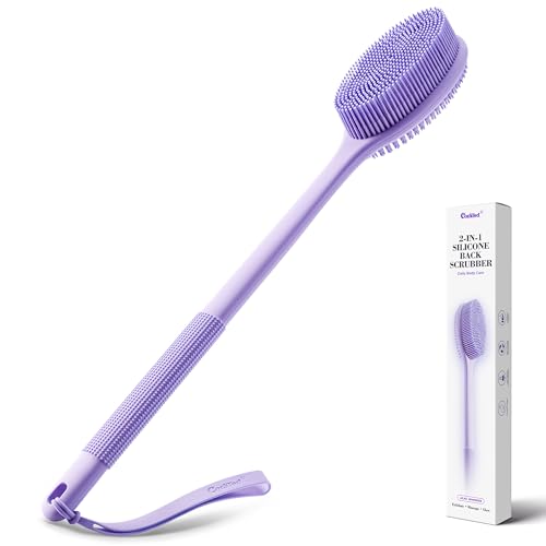 CORATED Silicone Back Scrubber with Long Handle, 2-in-1 Exfoliating Body Brush