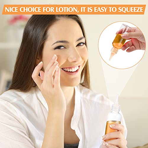 Eccliy 60 Pack 2 oz Boston Dispensing Squeeze Bottles Clear Plastic Oil Dropper Bottle Applicator Empty Refillable Bottles for Hair Color Liquids Oils Art Paint Kitchen Household