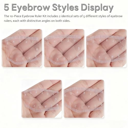 10-Piece Eyebrow Ruler Kit - Transparent Shaping Stencils