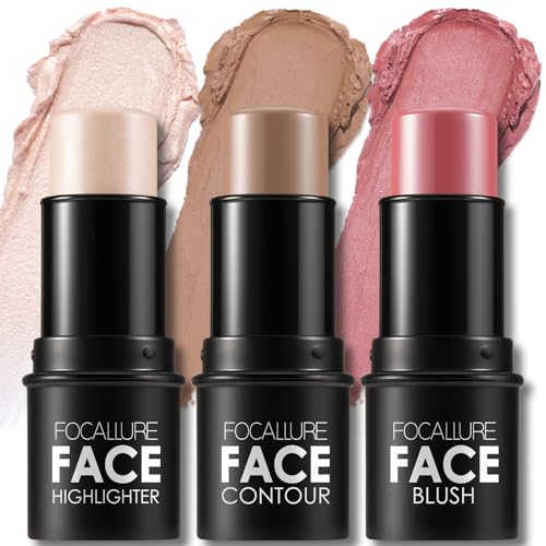 FOCALLURE 3-Pc Cream Contour Stick Set - Blush, Bronze & Highlighter