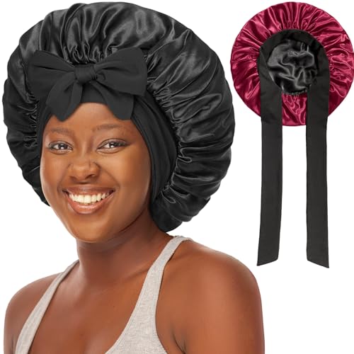 Double Layer Silk Satin Bonnet for Curly Hair & Braids