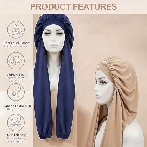 Samurai Hair Wrap for Braids, 2-Pack Sleep Bonnet