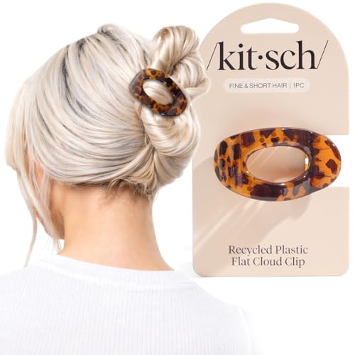 Kitsch Small Flat Hair Claw Clip for Women, Tortoise Non-Slip Hold