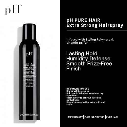 pH PURE HAIR Extra Hold Hairspray - Strong, Anti-Frizz & Humidity-Resistant Non-Aerosol Hair Spray with Floral Scent - Fast-Dry - 10.1 oz