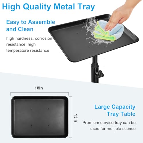 Height Adjustable Salon Rolling Cart Aluminum Tray