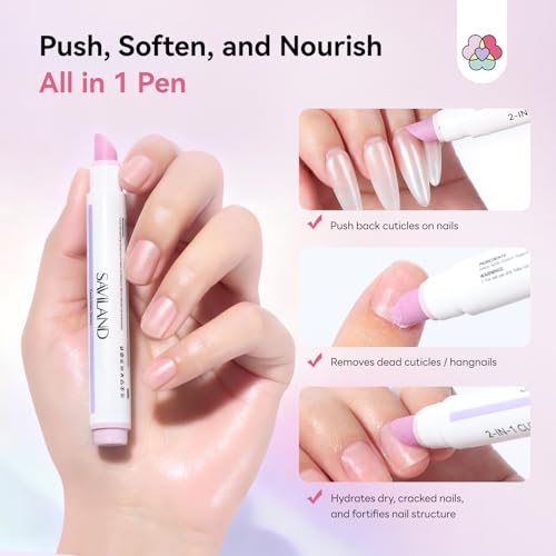 SAVILAND Cuticle Remover Pen - Ceramic Tip Oil Pusher (2-Pack)
