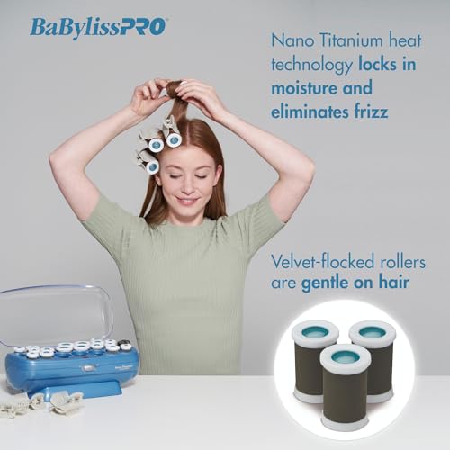 BabylissPRO Nano Titanium Hot Rollers 12 Pack 1.5 Inch