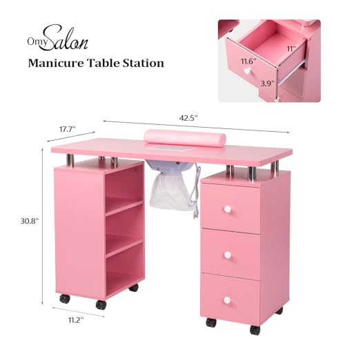 OmySalon Electric Manicure Table w/ Dust Collector & Storage