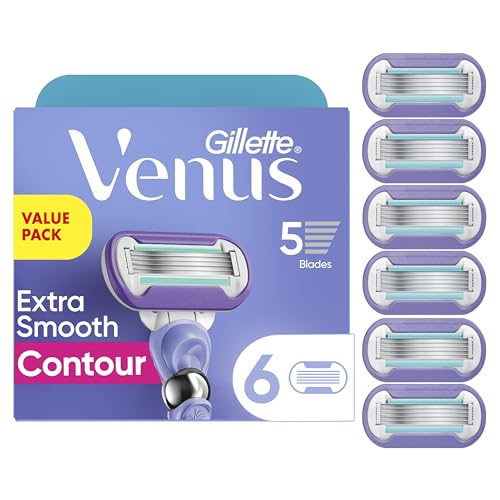 Gillette Venus Deluxe Smooth Swirl Womens Razor Blade Refills, 6 Count, Moisture Ribbon to Protect Against Irritation, Holiday Gifts for Women