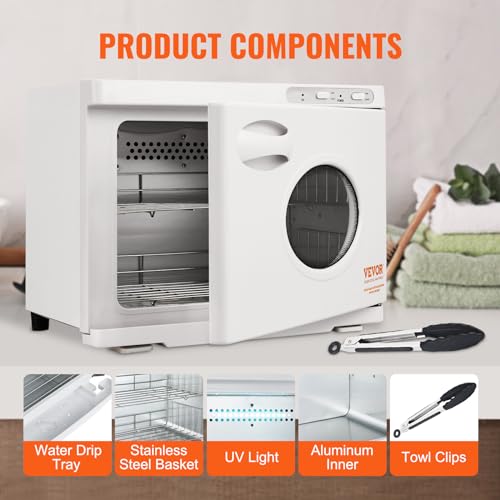 VEVOR 23L Hot Towel Warmer with UV Light & Stainless Steel Racks