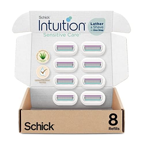 Schick Intuition Razors for Women | Pure Nourishment Razor Blades Refill with Organic Aloe for Sensitive Skin | 8 Count