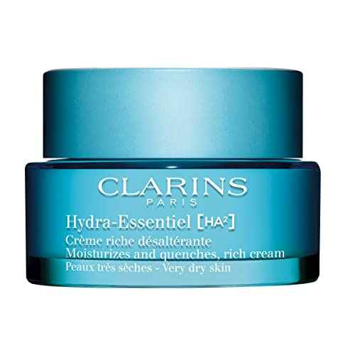 Clarins Hydra-Essentiel Rich Cream|Intensely Hydrating Moisturizer|60 Seconds to Plumper Skin*|Nourishes, Softens and Soothes|Double Dose Hyaluronic Acid|Very Dry Skin Type|1.7 Ounces