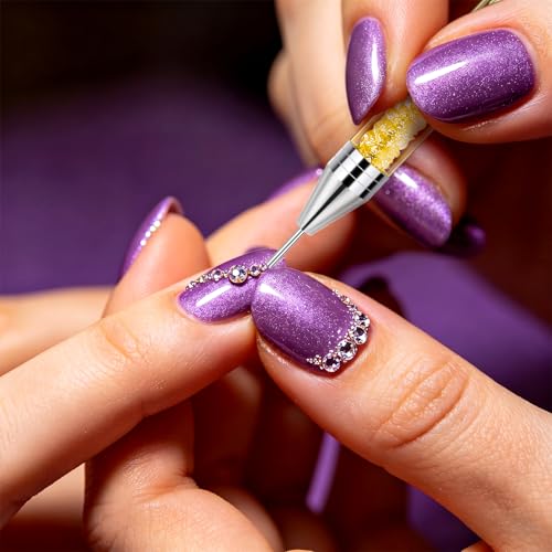 Tatuo Rhinestone Picker Tool Set - 4 Dual-Ended Nail Art Pens, 20 Wax Tips & 2 Tweezers