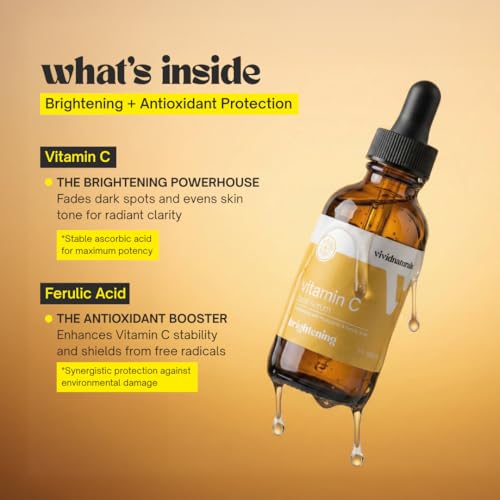 Vitamin C Serum For Face With Hyaluronic and Ferulic Acid 60ml Made In USA - Lightweight Non-Sticky Vit C Serum Face for Hydrating Brighter Smooth Fresh Skin Glow Fast Absorbing